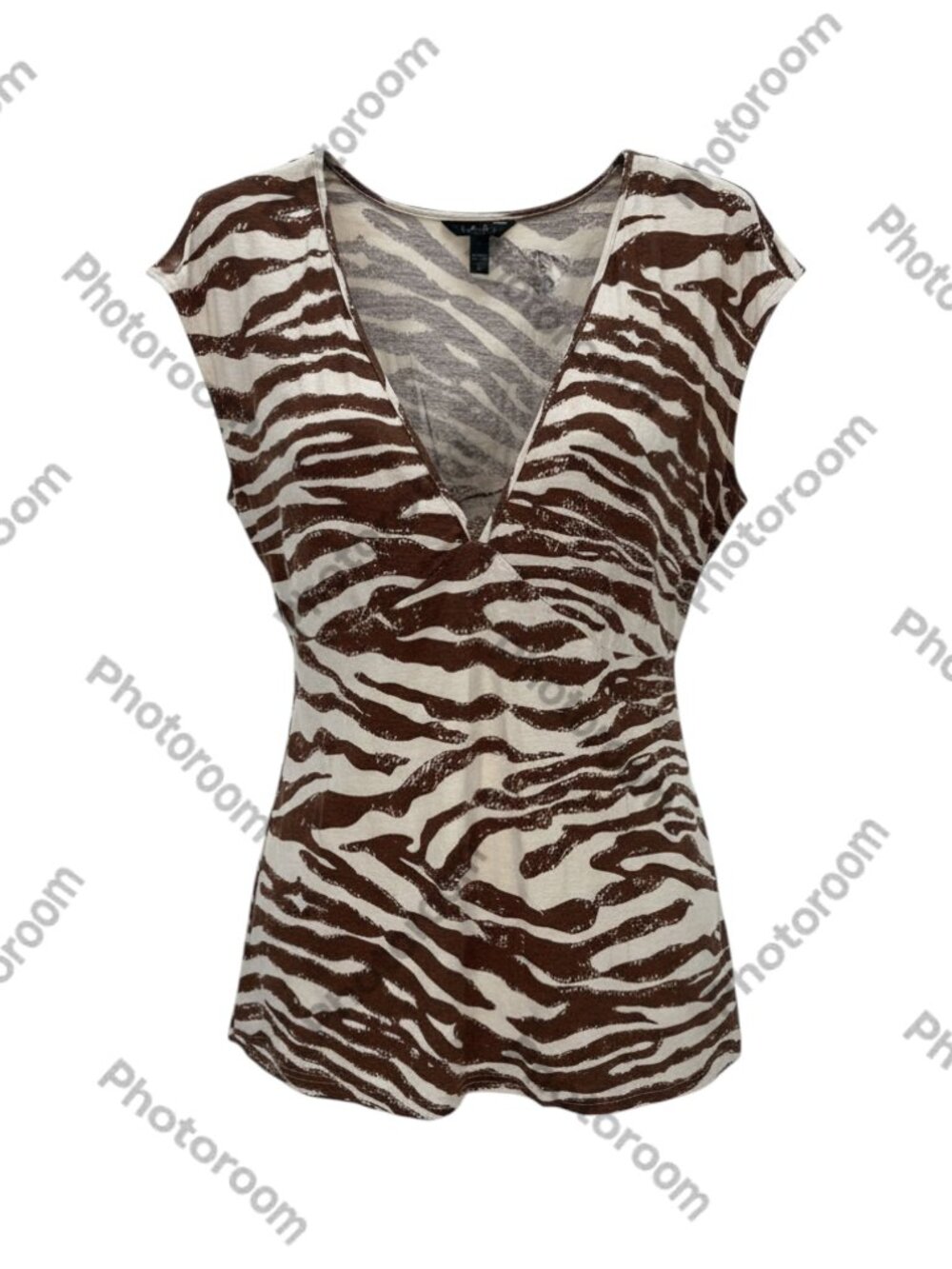 Soma Brown Women's Animal Print V-Neck Blouse XL